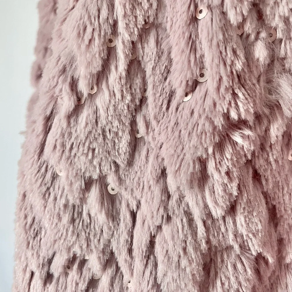 Blush Faux Fur & Sequin Jacket - Picture 4 of 6
